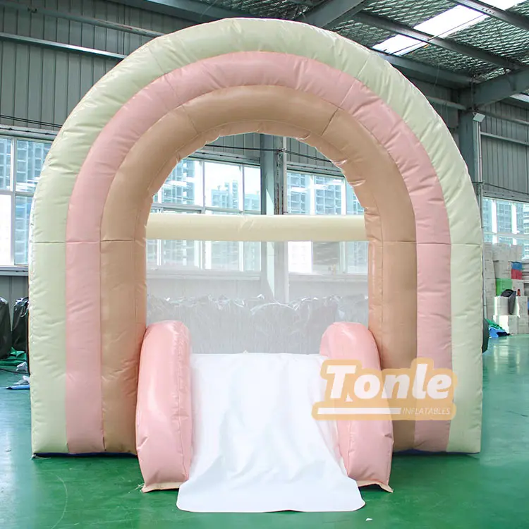 Коммерческий пастельный Радужный надувной мини-белый замок-батут для детской вечеринки