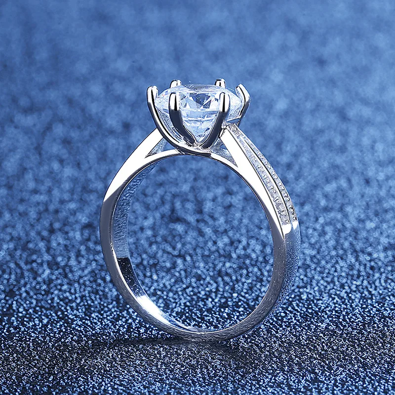 Luxury Engagement Wedding Fine Jewelry 925 Sterling Silver Classic Diamond 1 Carat Blue Moissanite Zircon Rings