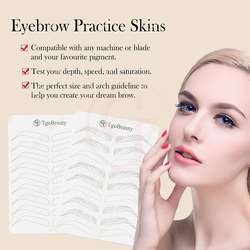 Newest Design Brow Microblading Practice Skin Silicone White Eyebrow PMU Tattoo Practice Skin for Hair Strokes