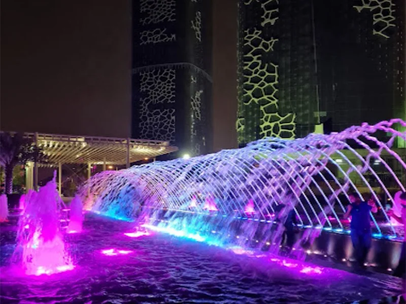 AWS Mysterious Interactive Music Fountain With DMX512 LED Light Flowing Laminar Jet Water Fountain
