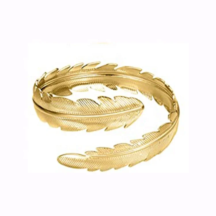 Popular Open Stacked Gold Leaf Bracelet Multi Layer Spiral Line Bracelet Adjustable Geometric C Shaped Bracelet for Women Men