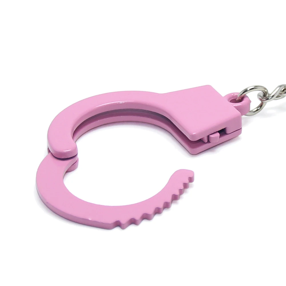 Pink Handcuff Keyring EDC Reduce Stress Decompression Anti Stress Finger Toys Adult Key Holder Metal Mini Handcuffs Keychain
