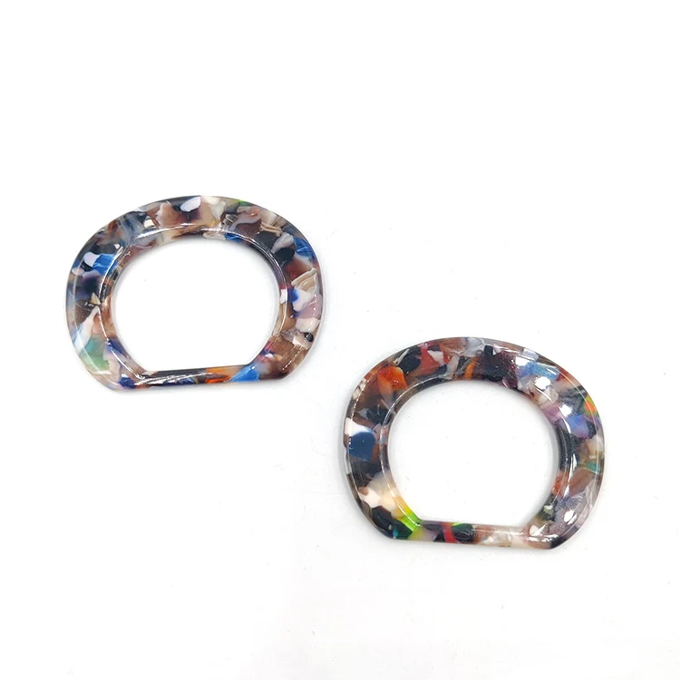 BU062402 Free Sample Colorful Gravel Acetic Custom Logo Garment Belt Buckle Acetate Shell Cut Buckles For Clothes