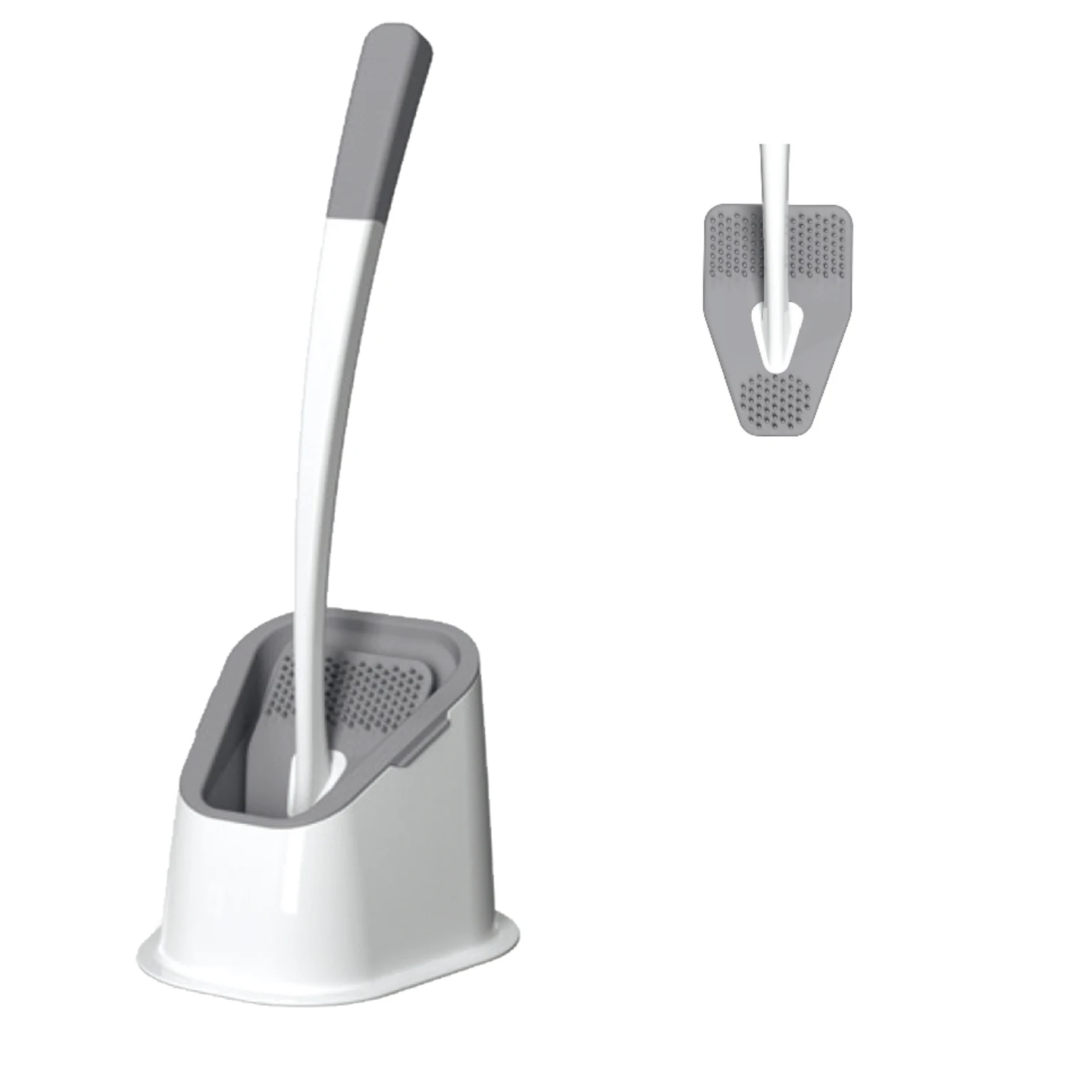 Hot Selling Bathroom Plastic Two Section Handle Soft TPR Cleaning Brush Silicone Toilet Brush