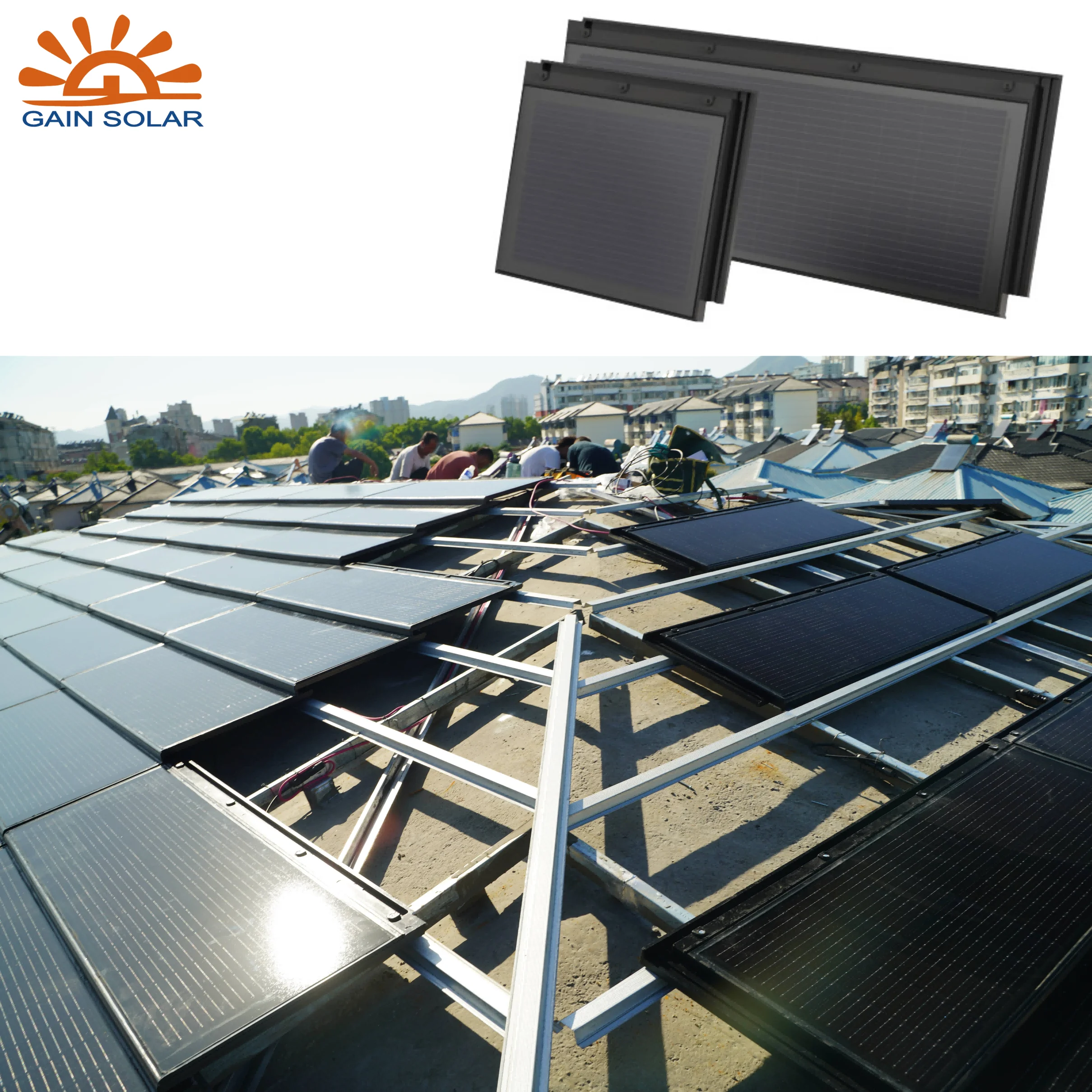 935mm*944mm Dragon Roof Ridge Tiles Black Solar PV Tiles Panels Tesja Solar Roof Tile Electricity Generation Roof System