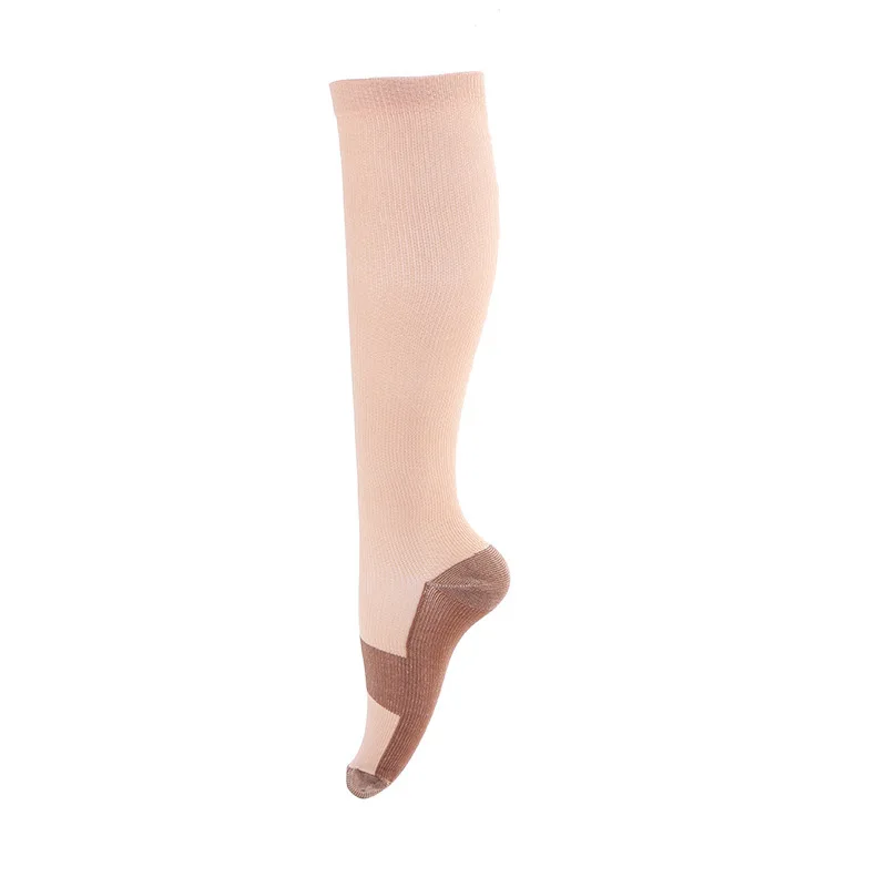 Nylon Copper Fiber High Knee Sports Compression Tube Socks With Toe