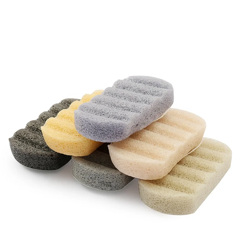 
Konjac Body Sponge, Bamboo Charcoal Natural Bath Loofah with String 