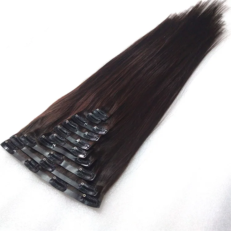 Factory Best Double Drawn 100% Human hair extensions invisible pu seamless clip in hair extension