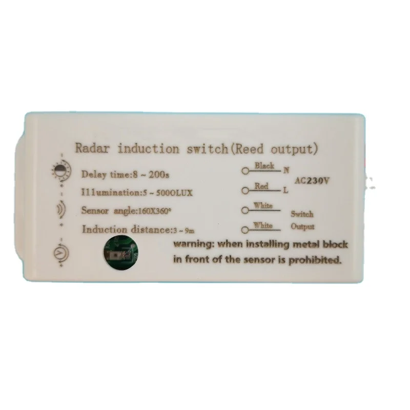 Hidden installation high quality AC230V Radar Mobile inductive switch delay adjustable microwave  reed output