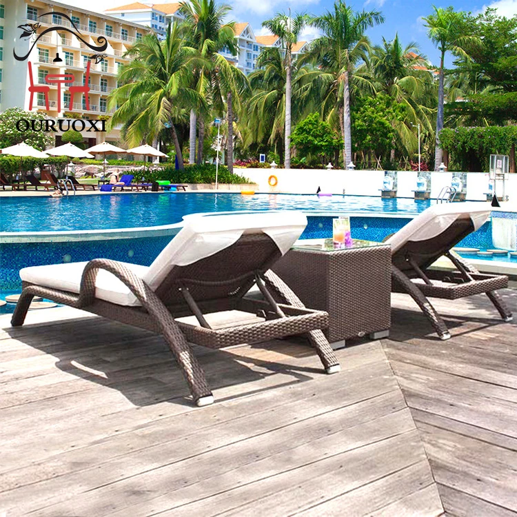 Waterproof Swimming Pool Rattan Chair Chair Sun Lounger Furniture Beach Sunbed