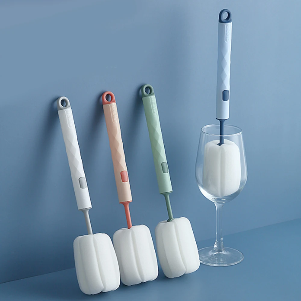 
LG088 Wholesale Long Handle Household Kitchen Plastic Sponge Water Cup Brush Bathroom Toilet Cleaning Detachable Brush 