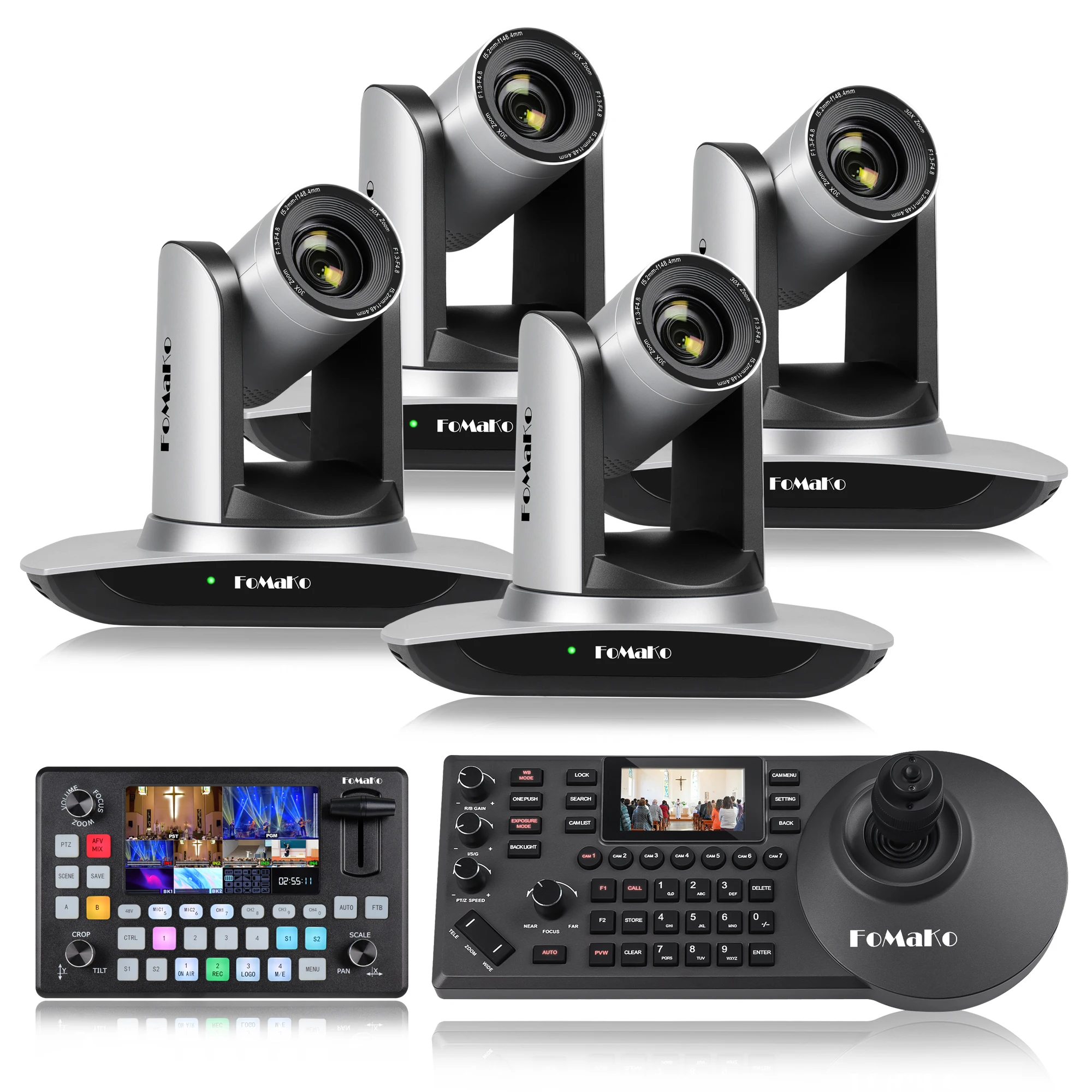 BH650 4 * FMK30UH HDMI ptz-камера 30x PTZ-блок управления камерой с 1 PTZ-джойстиком и Коммутатором видеомикшера