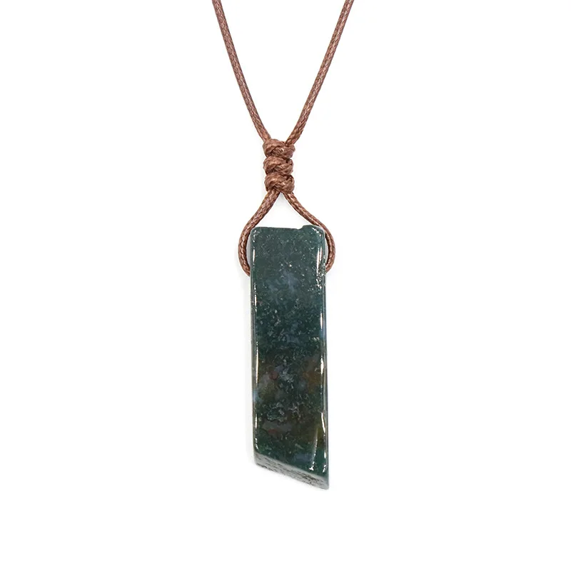 Fashion Natural Stone Crystal Quartz Irregular Chips Pendant Necklace With Adjustable Brown Rope For Women And Men