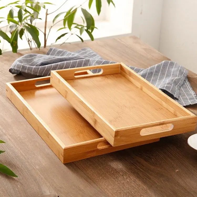 Оптовая продажа, качественные столовые приборы для дома, отеля, размер под заказ, столовые приборы для приема еды или напитков, деревянный поднос для завтрака