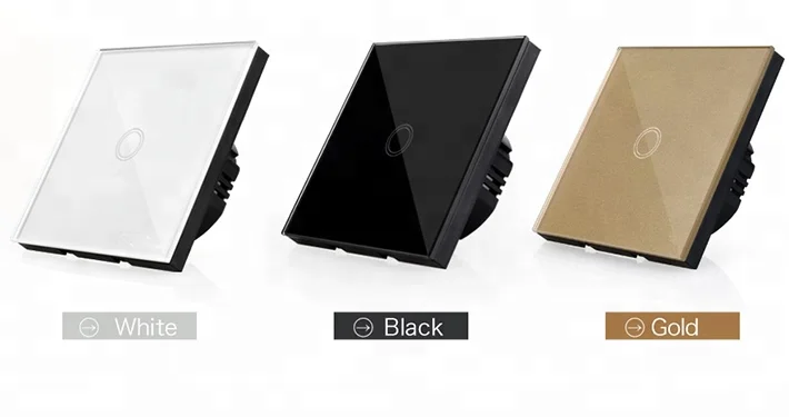 EU standard smart wall switches touch switch crystal glass panel 1 gang 1 way light switch