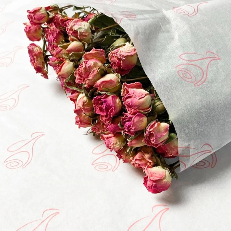 Flower Tissue Wrapping Paper Sheets Korean Bouquet Packaging Materials Rose Pattern  Shoes Clothes Cake Baking Packing Paper