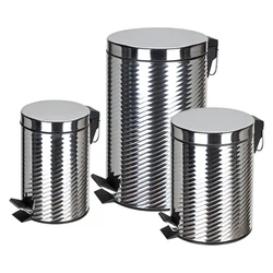 Stainless Steel Round Shaped Dustbin All Size  Step Bin Indoor Kitchen Using Waste Bin Outdoor Rubbish Bin With Soft Closing