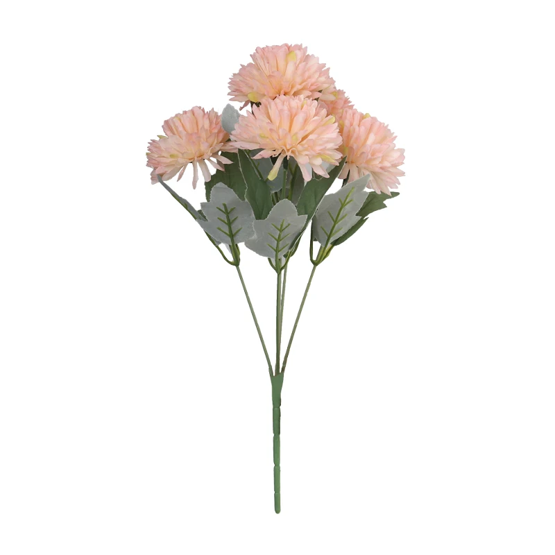 LY-51476 Factory Manufacturer 5 Head Chrysanthemum Bunch Artificial Flower Bouquet