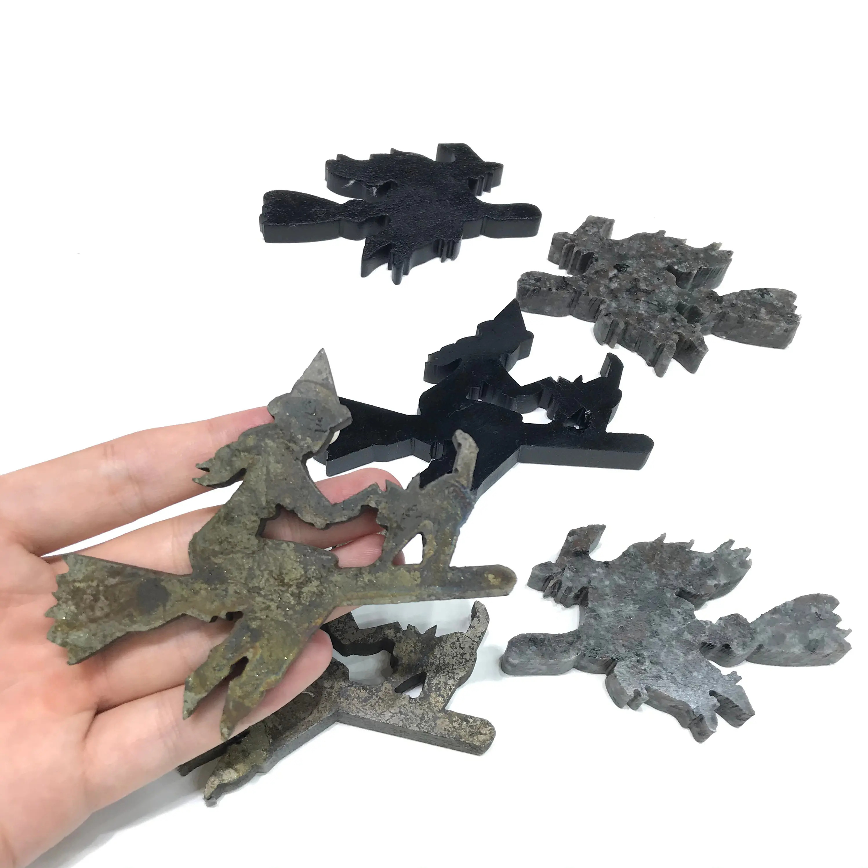 Natural High Quality Obsidian Fire Stone Pyrite Crystal Halloween Witch For Decoration Gifts