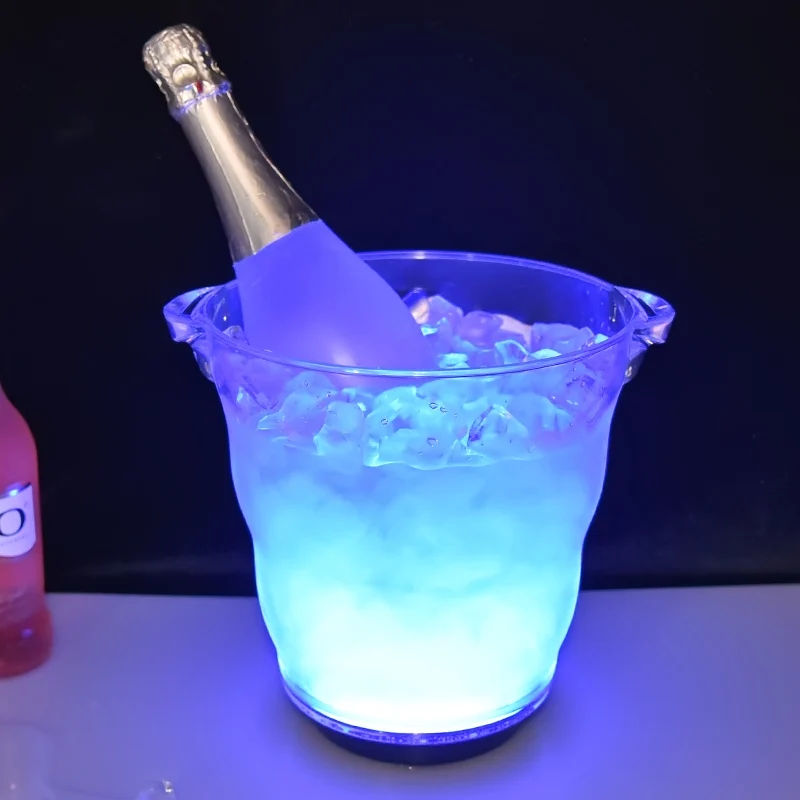 Cheap round 4.5L ps plastic sparkling gin champagne beer LED  ice bucket for events