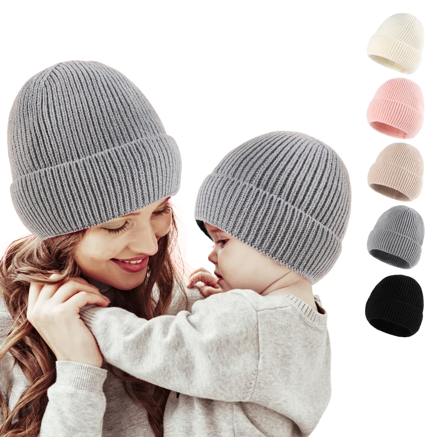 High quality custom private label baby winter kids hat children black beanie knitted