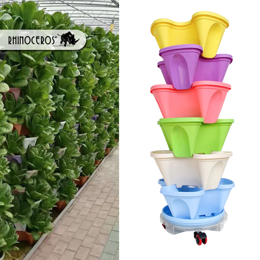 Wholesale Stackable Pots Flowers Vertical Tower Garden Planter Strawberry Plastic Flower Pots