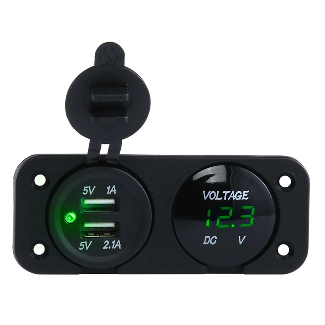 12v Dual USB Car Cigarette Lighter Socket Splitter 12v Charger Power Adapter Outlet Accessories Panel for Car Motorcycles Boat