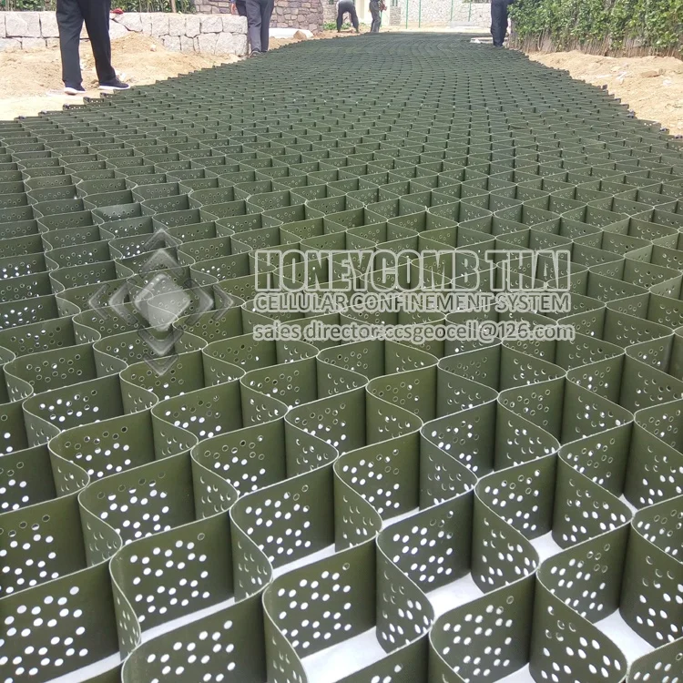 
SGS Strict standard certified flat surface foundation reinforcement solution honeycomb gravel retainer geocell technology 