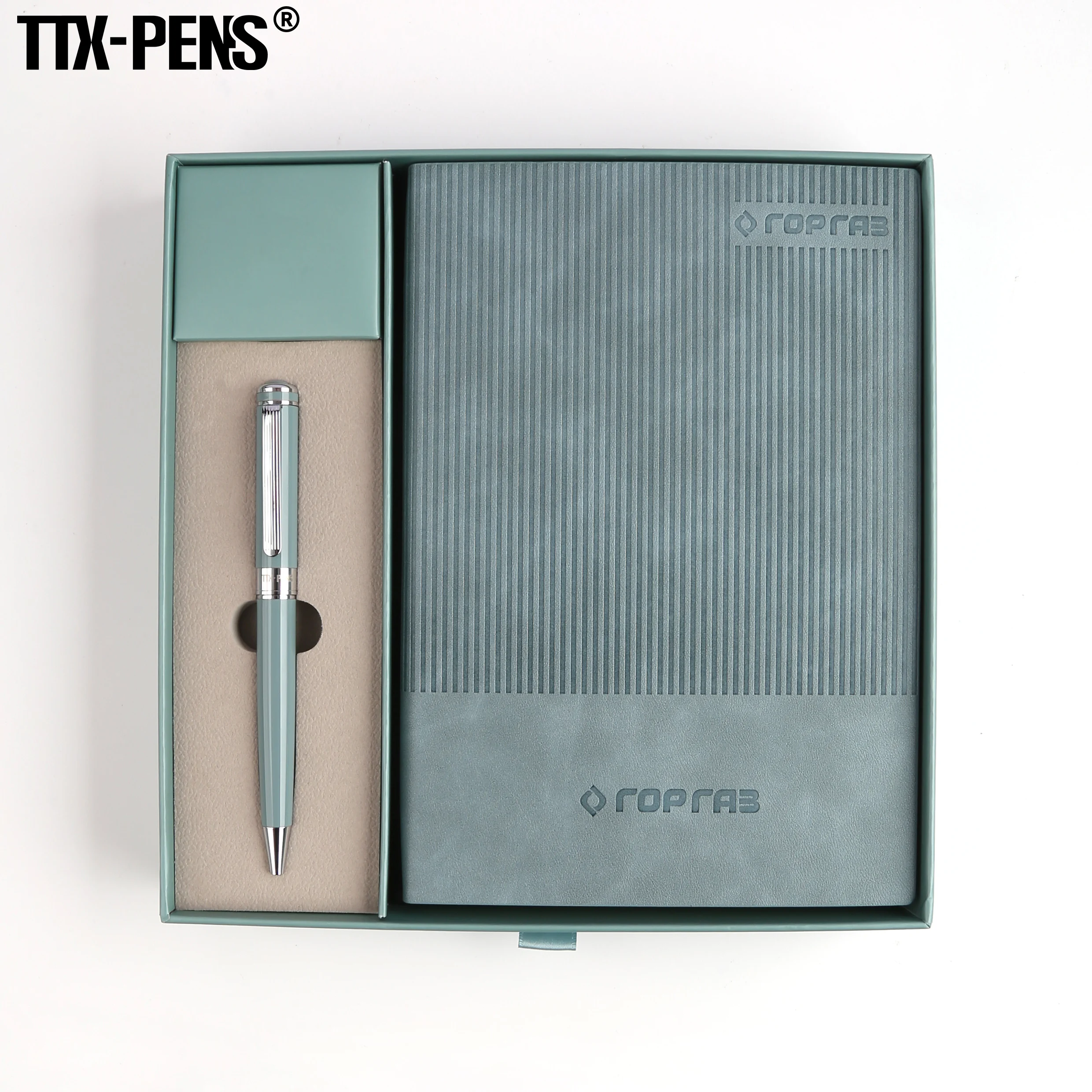 TTX Christmas Promotional Business Gift Write Smoothly Felt Notebook Metal Ballpoint Pen Gift Set With Box