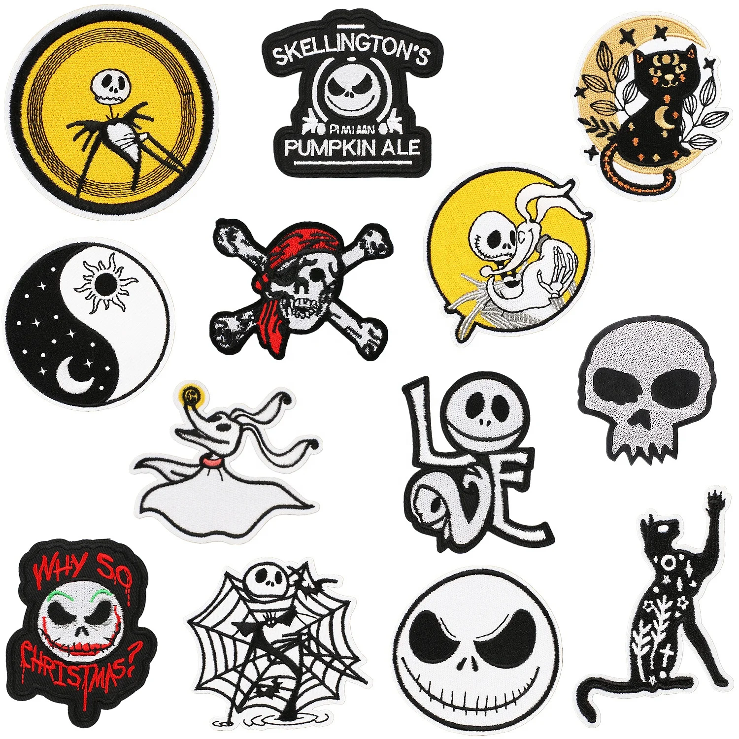 Factory New Popular Halloween Day Embroidery Clothes Patches Halloween Skull Design Embroidered Patch for Clothes Bag Hat