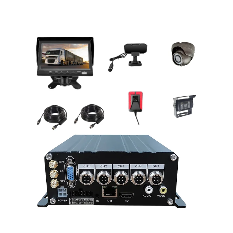Large Vehicle Digital Video Recorder (DVR) 4CH AI ADAS DMS BSD MDVR AHD 1080P Trucks School Buses GPS Wifi 4G Mobile dvr