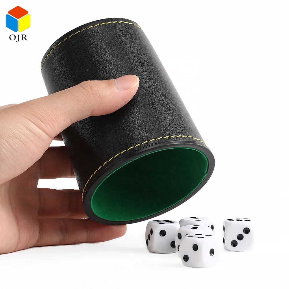 Personalized Cylindrical Stacking Cups Set Round Pu Leather High Quality Dice Cup For Backgammon Games