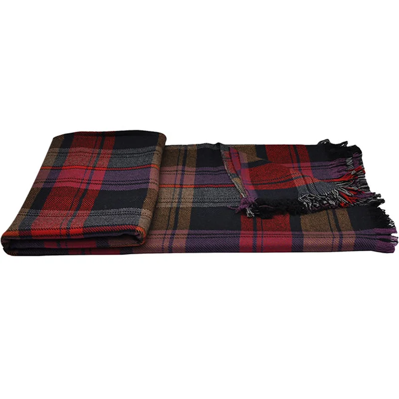 BLUE PHOENIX throw blanket with bag 100% wool Scottish plaid super cozy soft washable for bed couch sofa camping