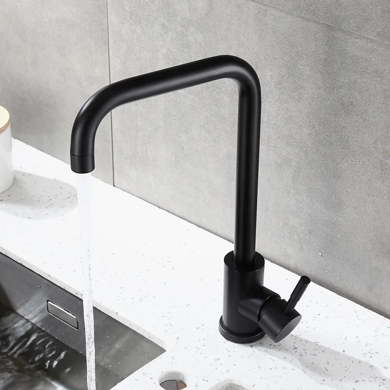 Flexible faucet 304 stainless steel kitchen faucet matte black hot cold water kitchen tap 360