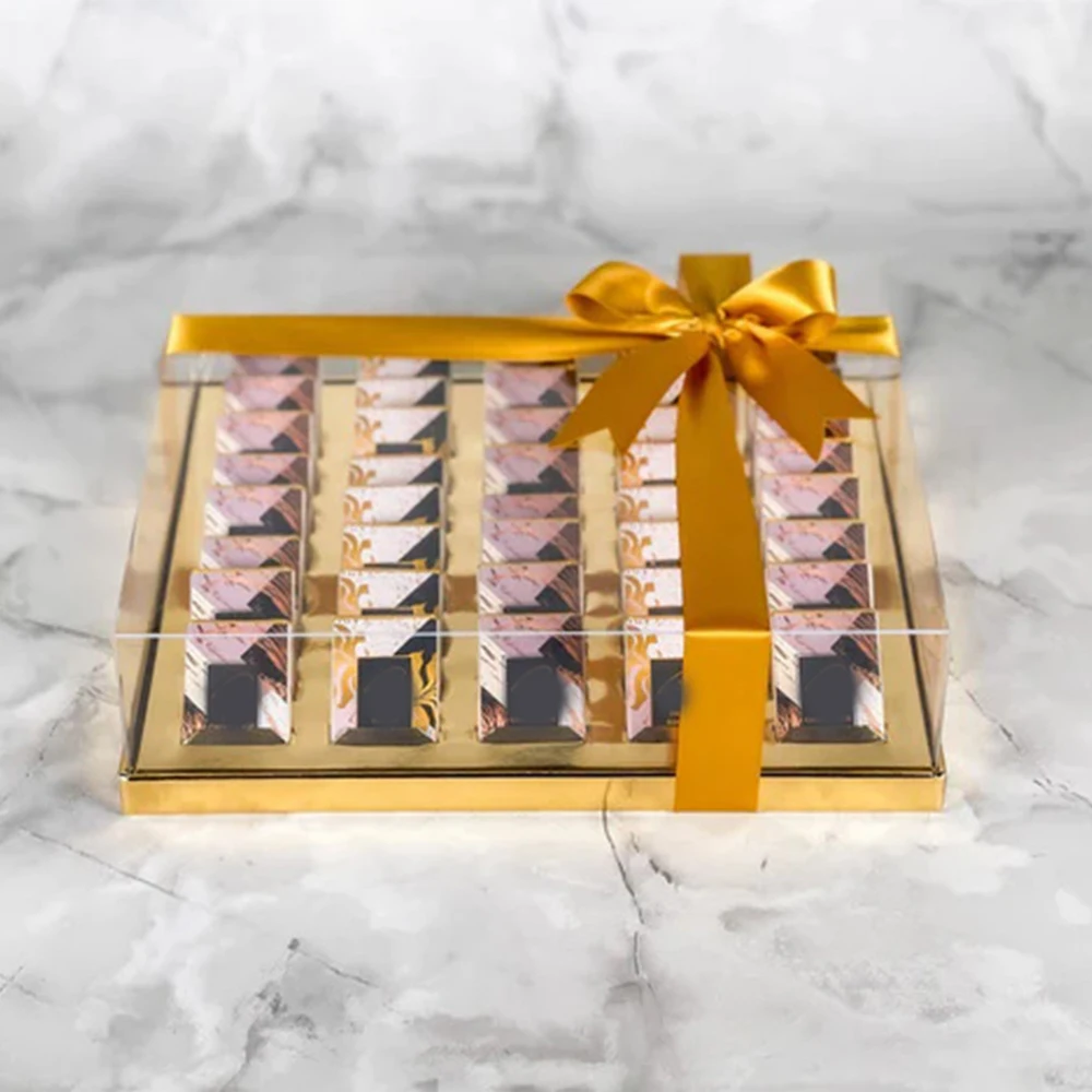 Custom Low Price Luxury Chocolate Candy Box Collapsible Large Volume Chocolate Bar Display Packaging With Ribbon