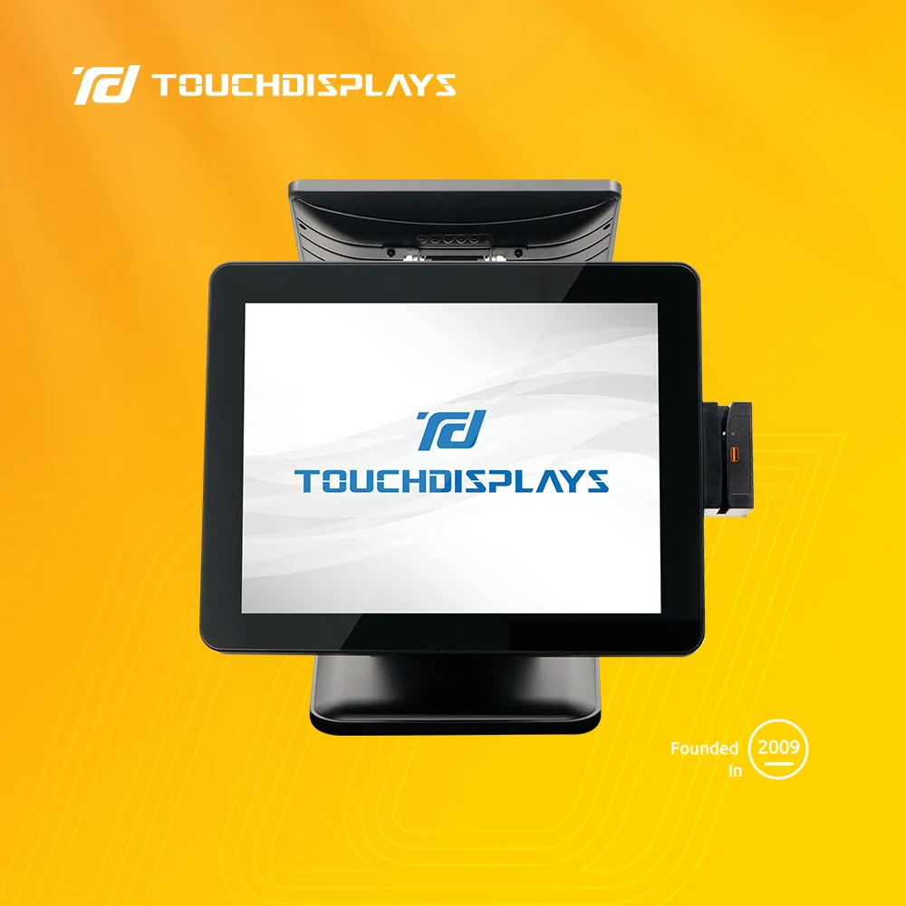 Hot sale 15 inch POS terminal full aluminum casing touch all in one cashier computer with nfc customer display