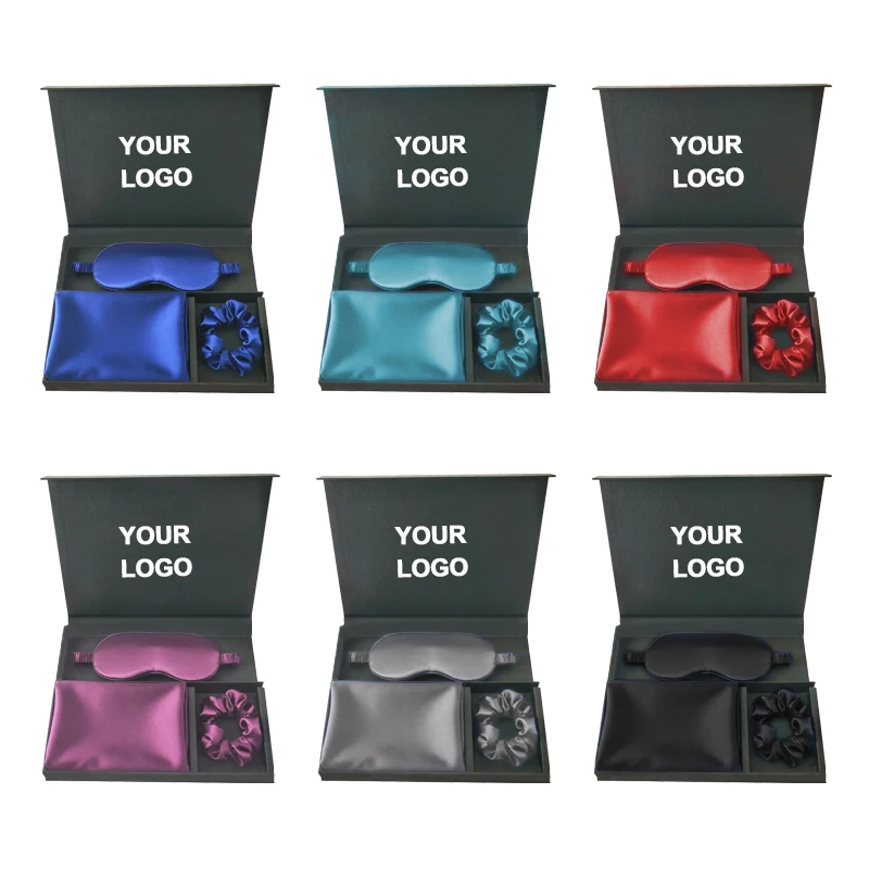 Custom Printed Mulberry Silk Sleep Eyemask 100% Natural Silk Eye Mask Sleeping Set With Pouch