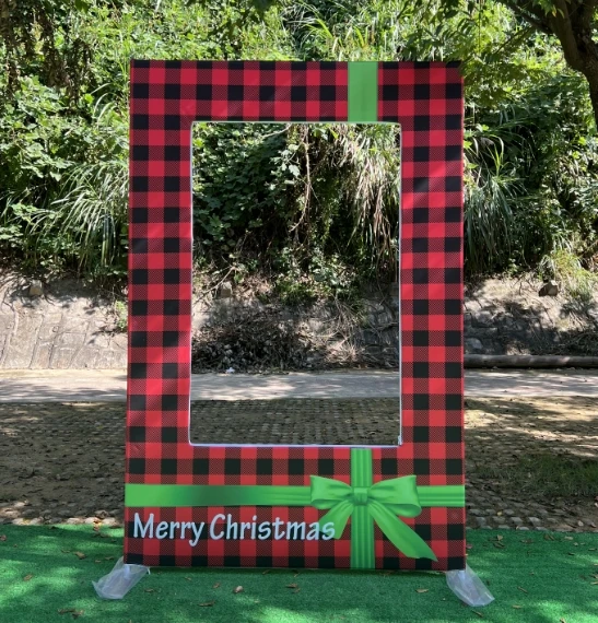 Photo Optical Frame Rectangle Stand Birthday Wedding Aluminum  Backdrop Stand Kits Merry Christmas Design