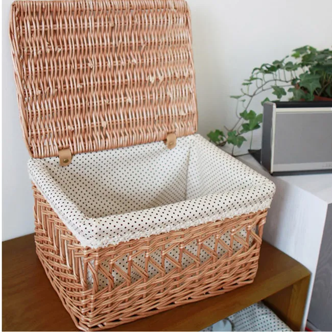 Hot Sell Natural Colour Beautiful Waving Market Large Wicker Storage Basket With Ear Handle