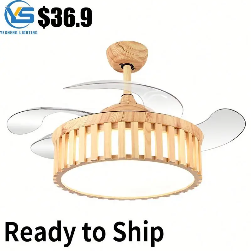 Modern retractable LED ceiling fan light with remote control size  42 inch with light fans for home ceiling fan 110v 220v