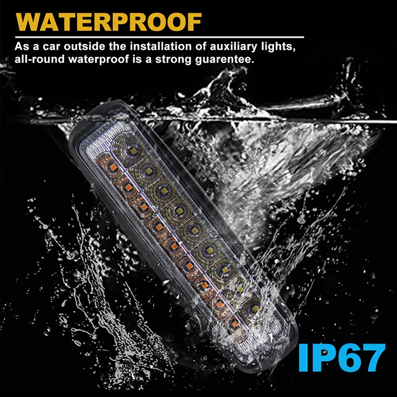 IP67 Waterproof Yellow and White Two-color 27W 6 Inch LED Work Light Bar