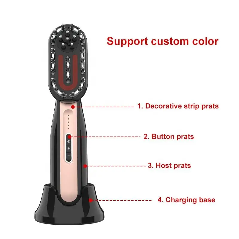 Hair Growth Brush Therapy Waterproof Head Massager Electric Head Vibration Relaxing Scalp Massage Oil Applicator Comb Red Light