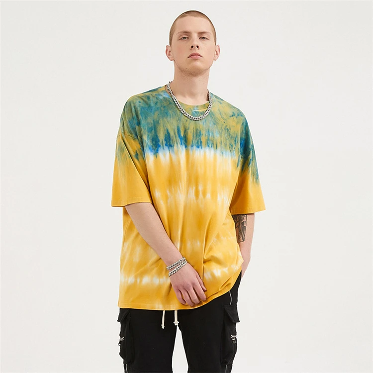 Unisex Customized Summer Tie-Dye Printed T-Shirt High Quality 180 Grams Cotton Knit Casual O-Neck Large Size Short Sleeves Men