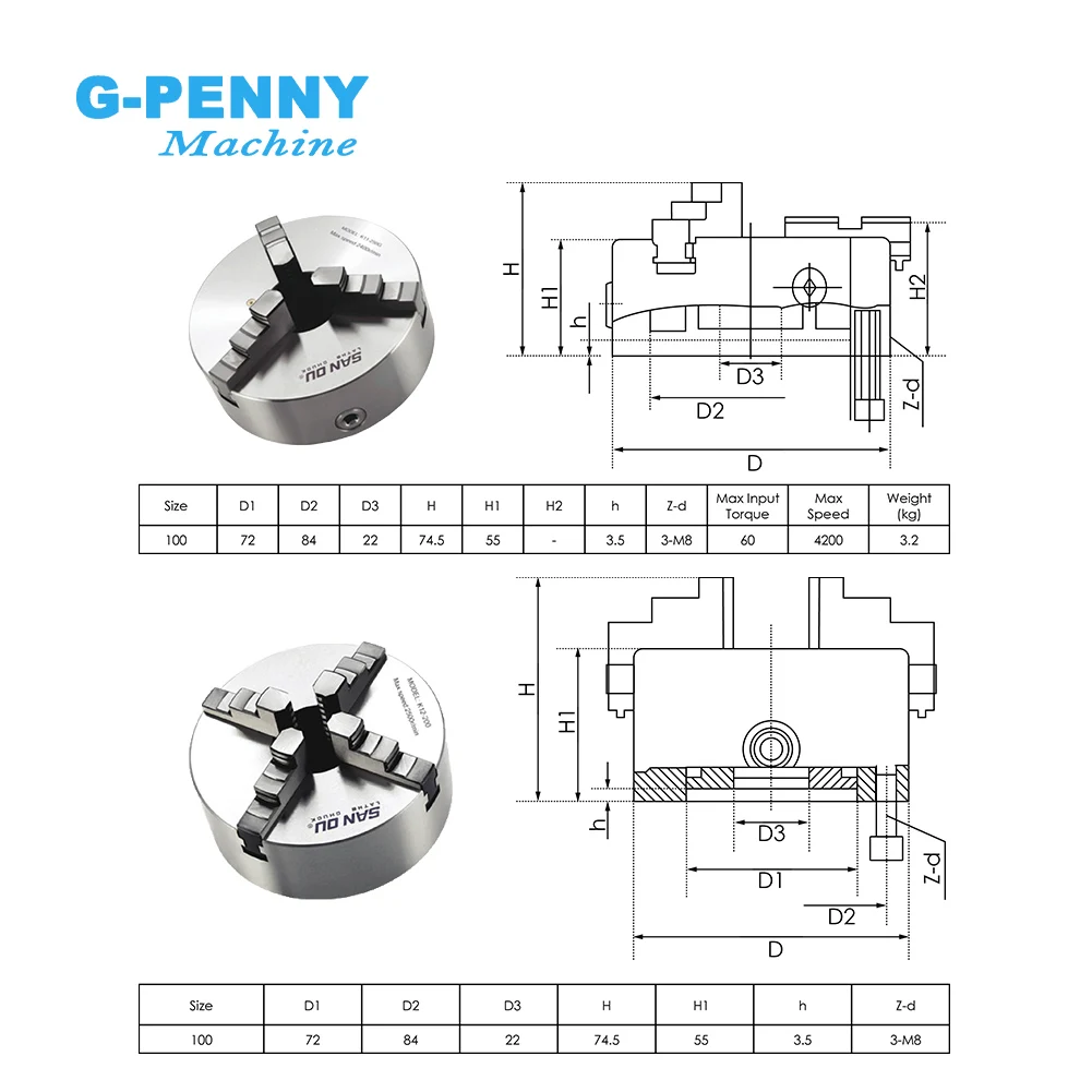 4th Axis 3/4Jaw 80mm NEMA23 dividing head/Rotation Axis/Aaxis kit
