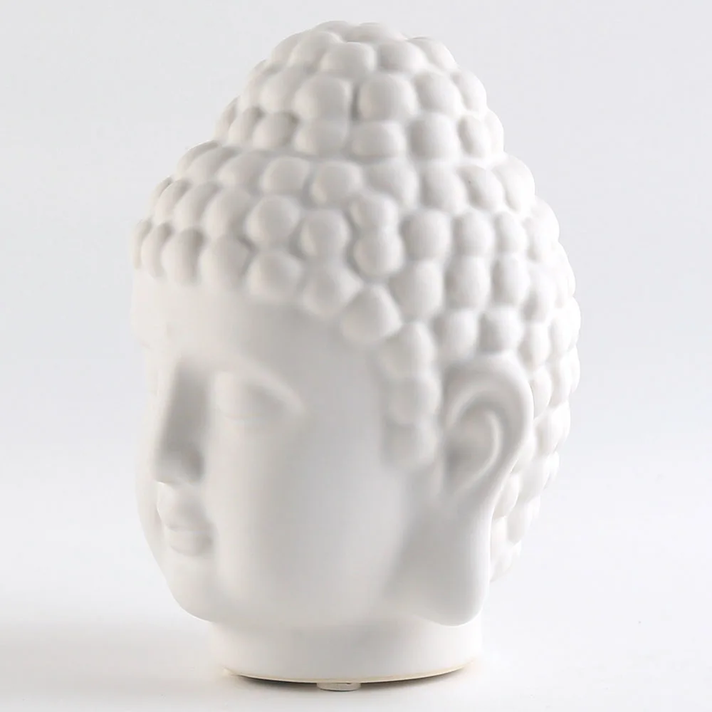 6 inch Matt White Ceramic Porcelain Buddha Head For Home Decor Decoration
