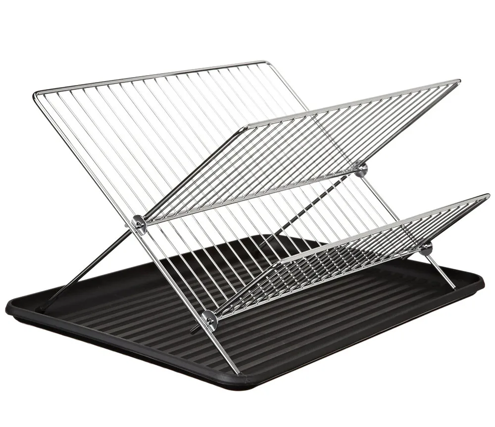 Chrome Iron Wire Dish Rack Kitchen Organizer Shelf Dish Drying Drainer Rack Sink Countertop Storage Holders & Racks