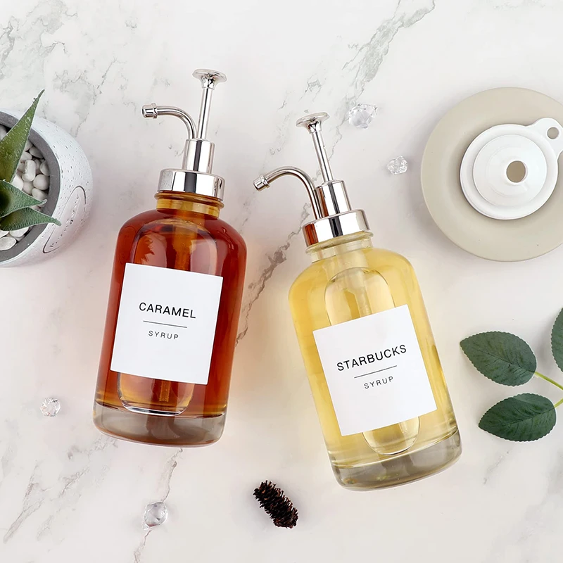 Wholesale Glass Coffee Syrup Dispenser Bottles 84 Coffee Syrup Labels for Coffee Bar Accessories Kitchen Spice Tools