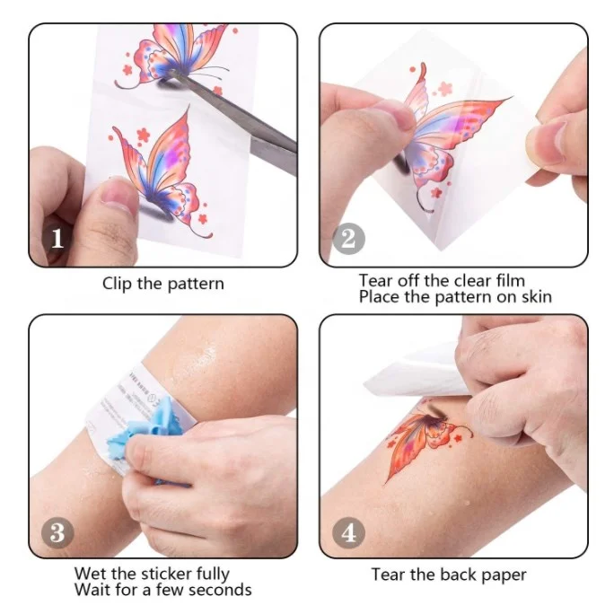 wholesale Temporary Glue Tattoo colored Body fake tattoo Sticker Disposable Hand Foot Body Tattoo