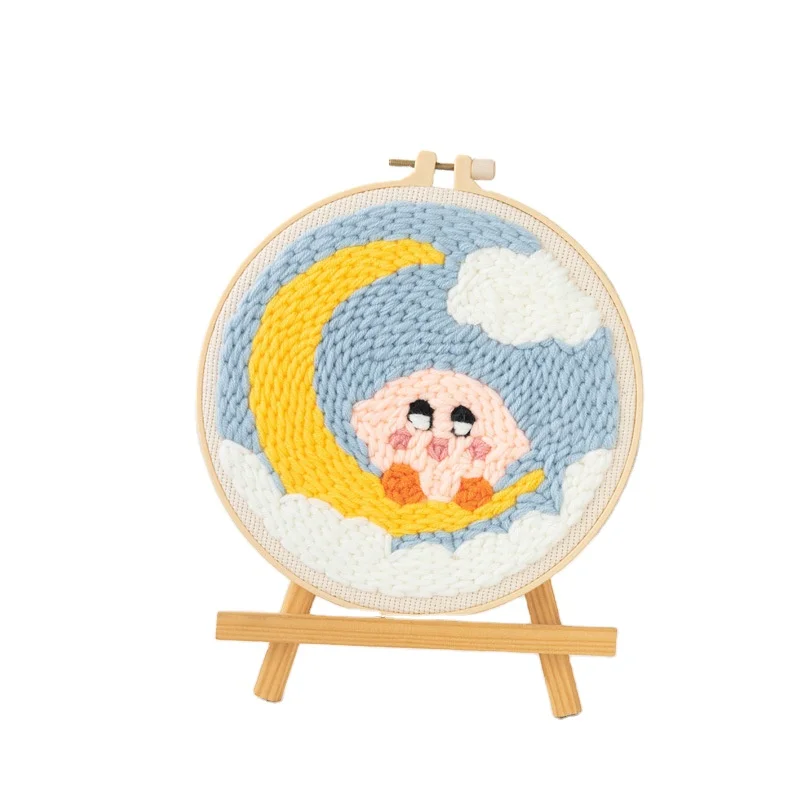 Hot Sell Punch Needle Embroidery Kit with Yarn for DIY Beginners Easy Embroidery Needlework Wool Work Home Decor