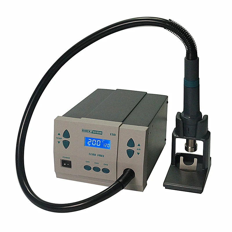 QUICK-861DW 3 рабочих каналов Термовоздушная паяльная станция 1000 Вт для BGA ремонта 220V/110V Корабль из Польши